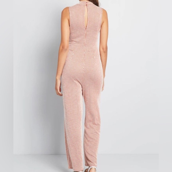 ModCloth Jumpsuit Sz Small For The Bliss Of It Striped Flare Retro Pinup Cut Out - Picture 4 of 12